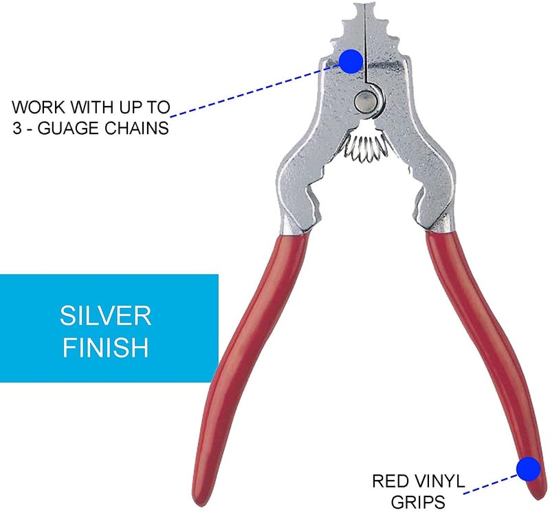 Ciata Chain Pliers, Fixture Spring loaded Chain Plier with Red Vinyl Grip in Silver Finish - Image 5